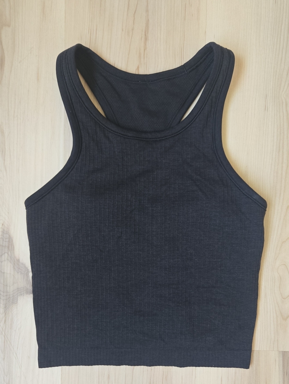 Lululemon Ebb To Street Crop Tank, Black Heather, Size 4